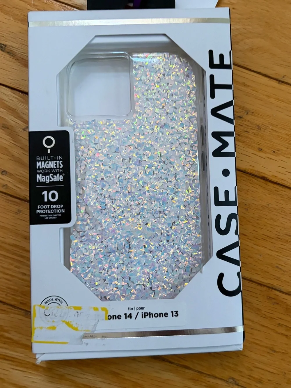 case-mate Holographic Iridescent Glitter iPhone 14 / 13 Case - White Sparkle